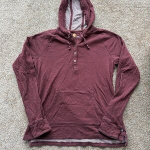 Carhartt Women’s Hoodie Maroon Red Lightweight Drawstring Buttons Size M (8-10)
